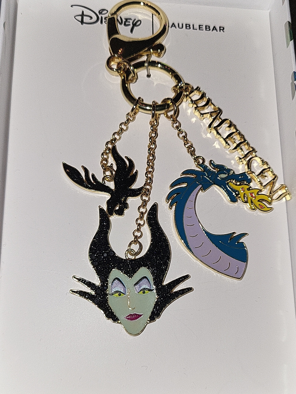 Disney x BaubleBar Maleficent & Mushu Gold Keychain Charm